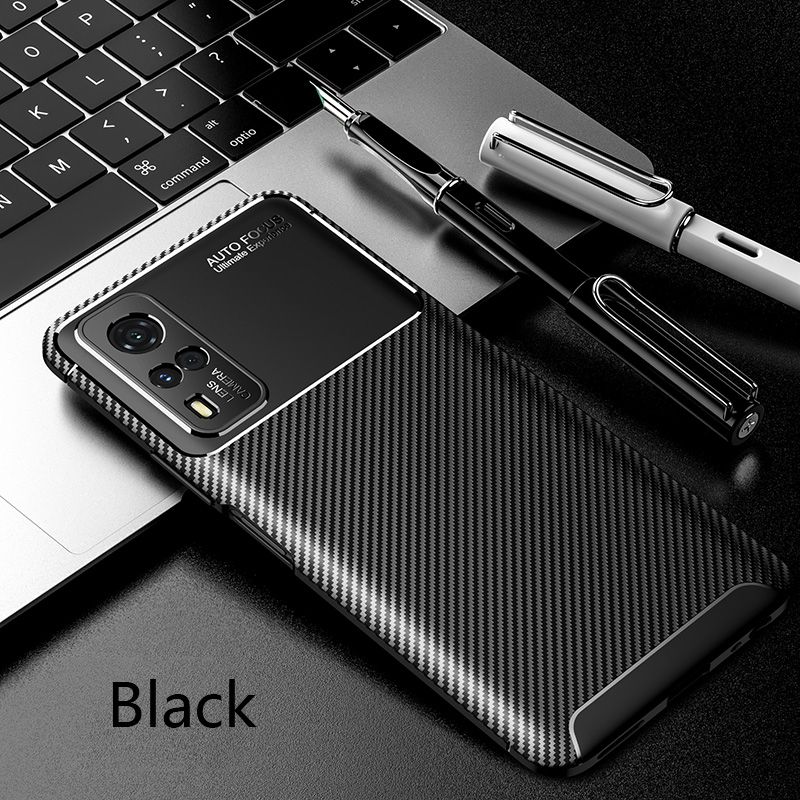 Biruiqu For VIVO Y53s / VIVO Y51 Soft Carbon Fiber Beetle Pattern Shockproof Slim Back Protective Case Cover