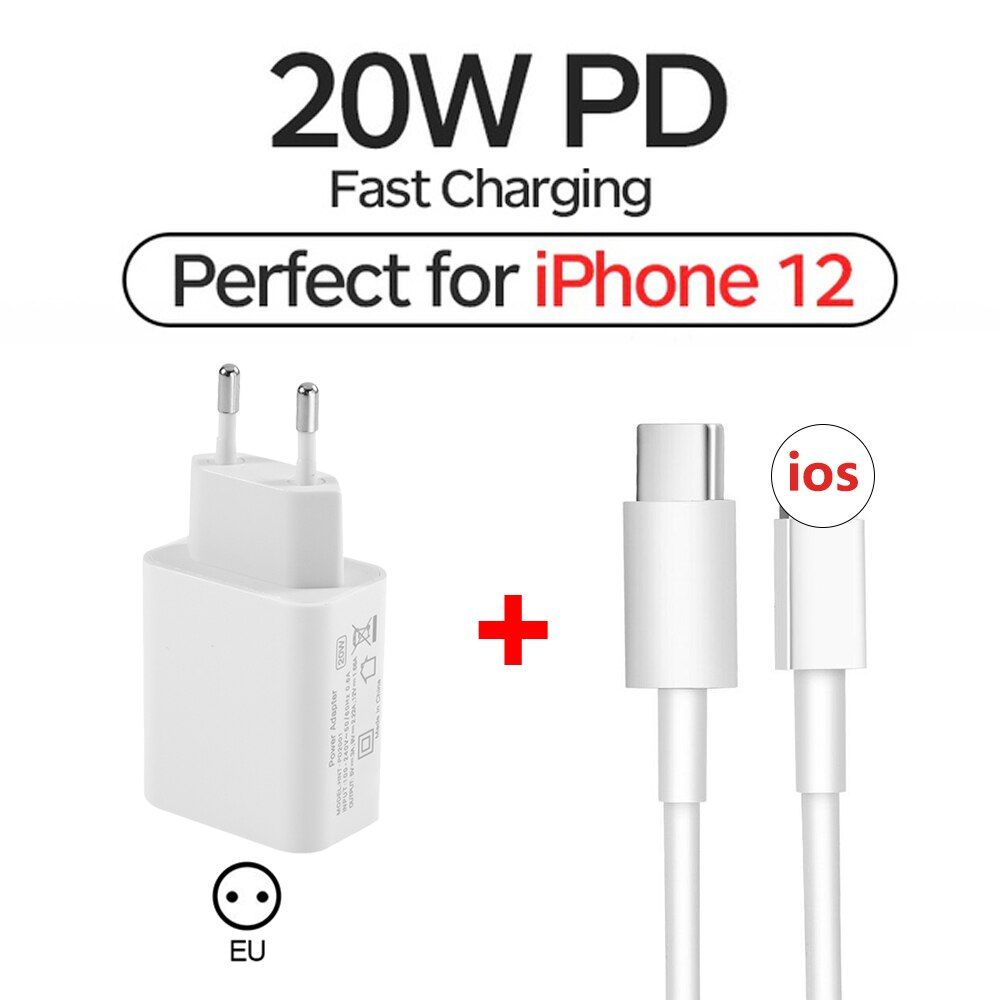 20W PD Fast USB C Wall Charger Adapter 100-240V Type C Charging Adapter For iPhone 12 mini 12pro 11 Pro Max XS iPad Pro Air