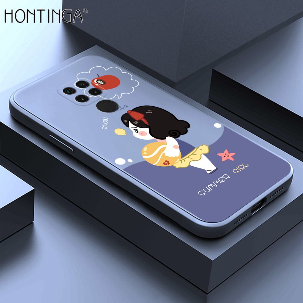 Hontinga for Huawei Nova 5i Pro Case Cute Cartoon Girl Phone Case Phone Case Soft Square Edge Silicone Cases Full Lens Cover Shockproof Protection Cover