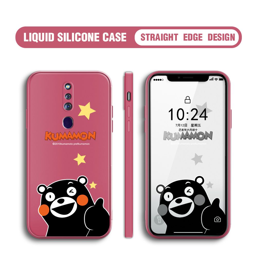 BILI for OPPO F11 Pro Back Cover Black Bear Multicolor Liquid Silicone Phone Case Soft Square Lens Protection Phone Cases