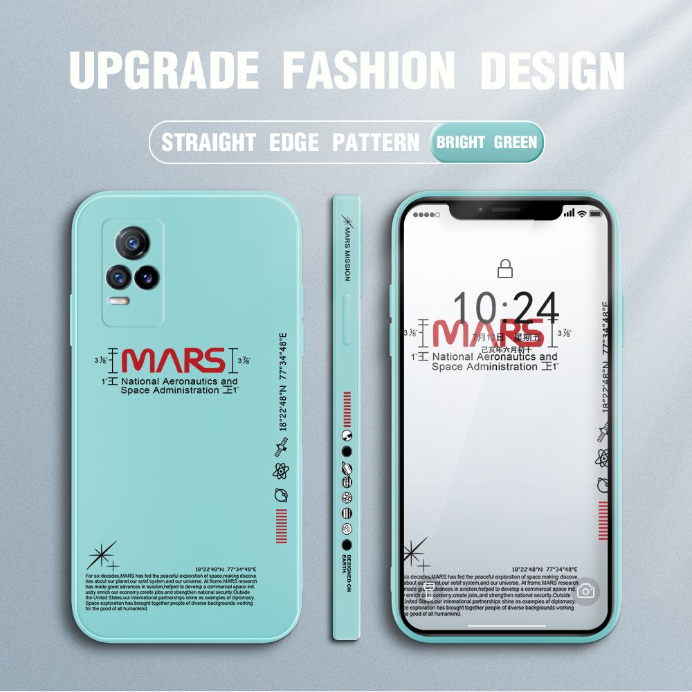 Jizetin for Vivo Y73 2021 Case New NASA Design Side Design Phone Case Square Edge Pattern Liquid Silicone Cases Full Cover Camera Soft Protection Case