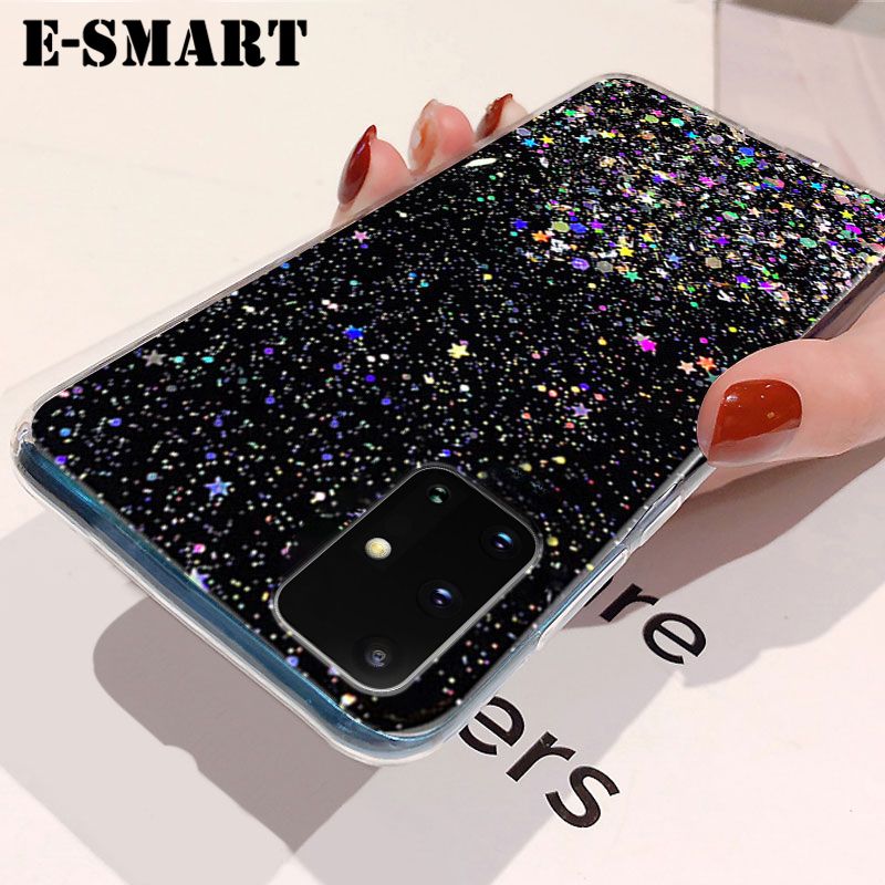 Phone Case Samsung Galaxy A31 Back Cover Glitter Silicone Soft Cases Starry Sky String Glitter Transparent Space Stars Moon Samsung A31 case