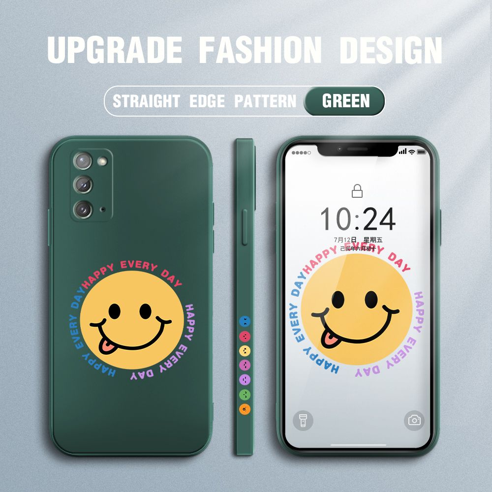 FHKL for Samsung Galaxy Note 20 Back Cover Cartoon Smile Side design Soft Case Multicolor Liquid Silicone Phone Cases