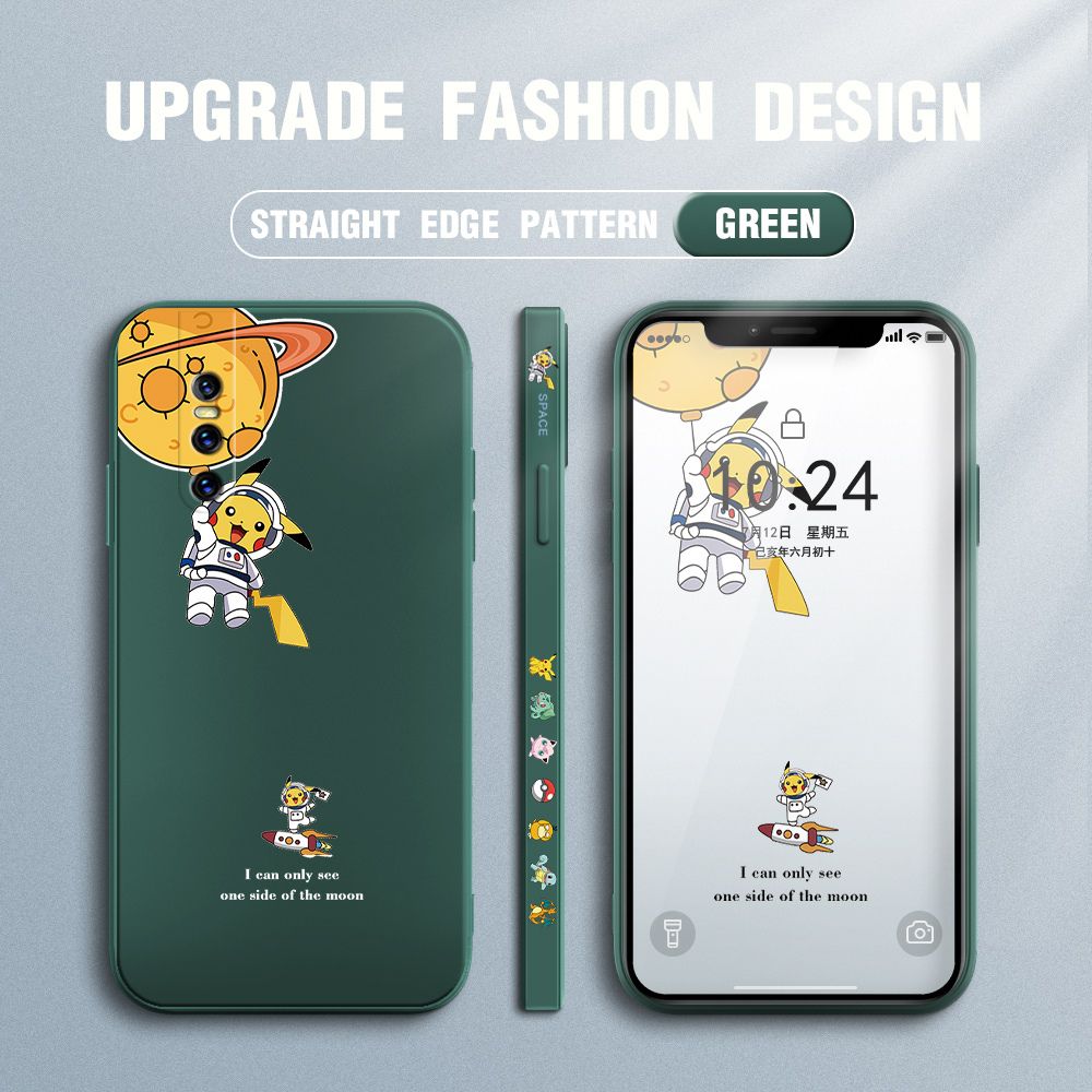 Jizetin for Vivo V15 Pro Case Side Design Phone Cover Cute Astronaut Pikachu Cover Square Edge Pattern Liquid Silicone Trend Case