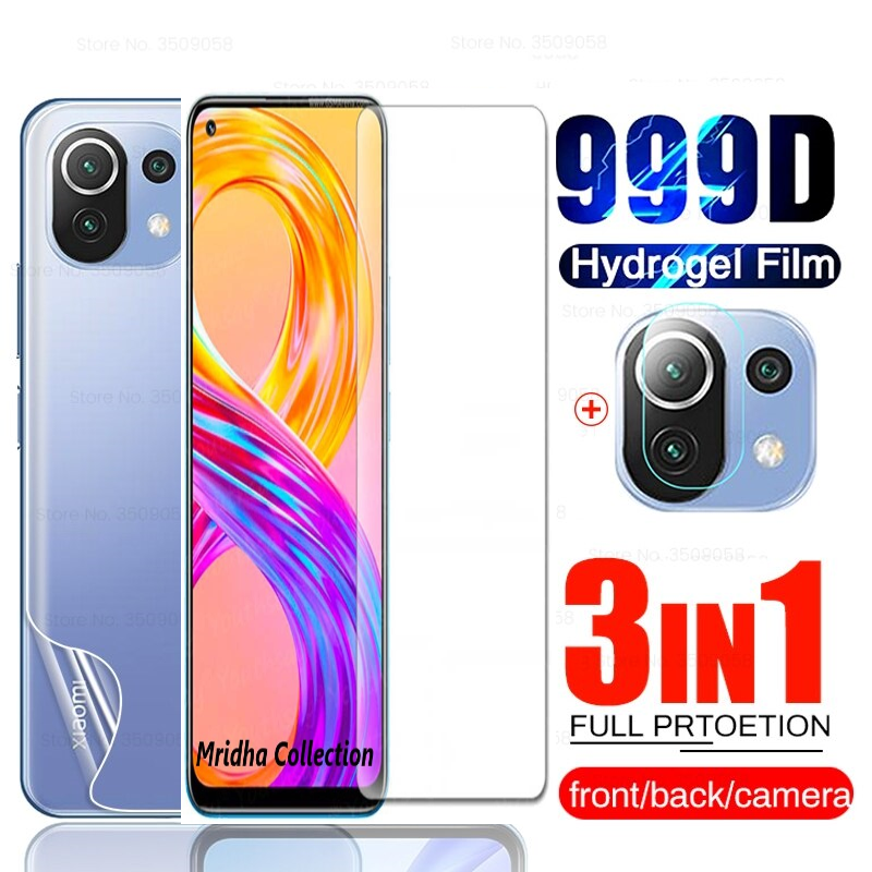 3in1 Protector Combo Pack for Xiaomi 11 Lite 5G NE (Clear Screen Protector Glass+Back Hydrogel Protector Poly+Camera Lens Protector)
