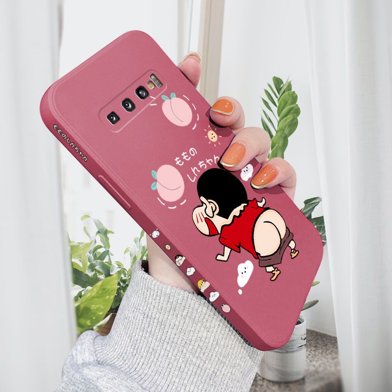 AMORVOR for Samsung Galaxy S10 4G Back Cover Cute Cartoon Crayon Shin-Chan Side design Soft Case Liquid Silicone Phone Cases