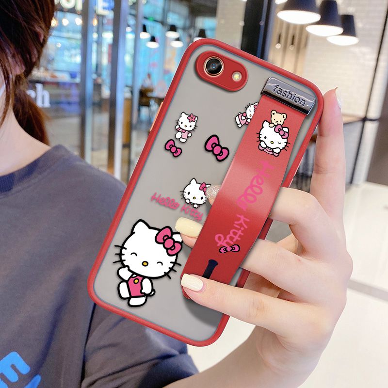UCUC for OPPO A83 Wrist Strap Case Lovely KT Cat Wristband Printing Cover Shockproof Ultra Thin Phone Case