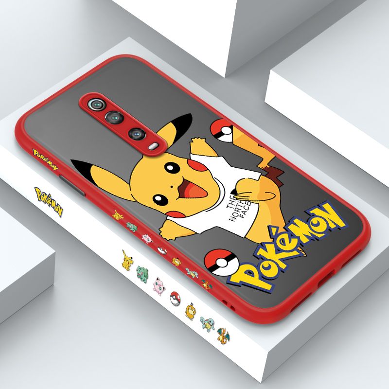 ZeroQiQi for Xiaomi 9T Case White Clothes Pikachu Side Printing Cover Frosted Ultra Thin Protective Anti Fall Phone Case