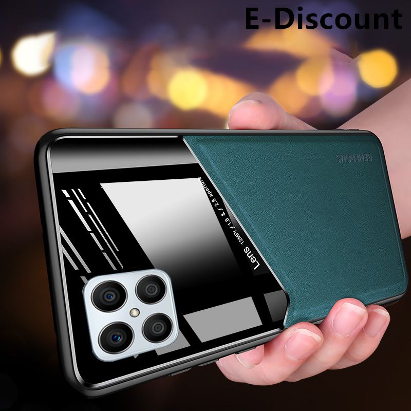 For Honor X8 Case Magnetic Car Leather Texture Mirror Ultra-thin Silicone Honor X8 Back Cover