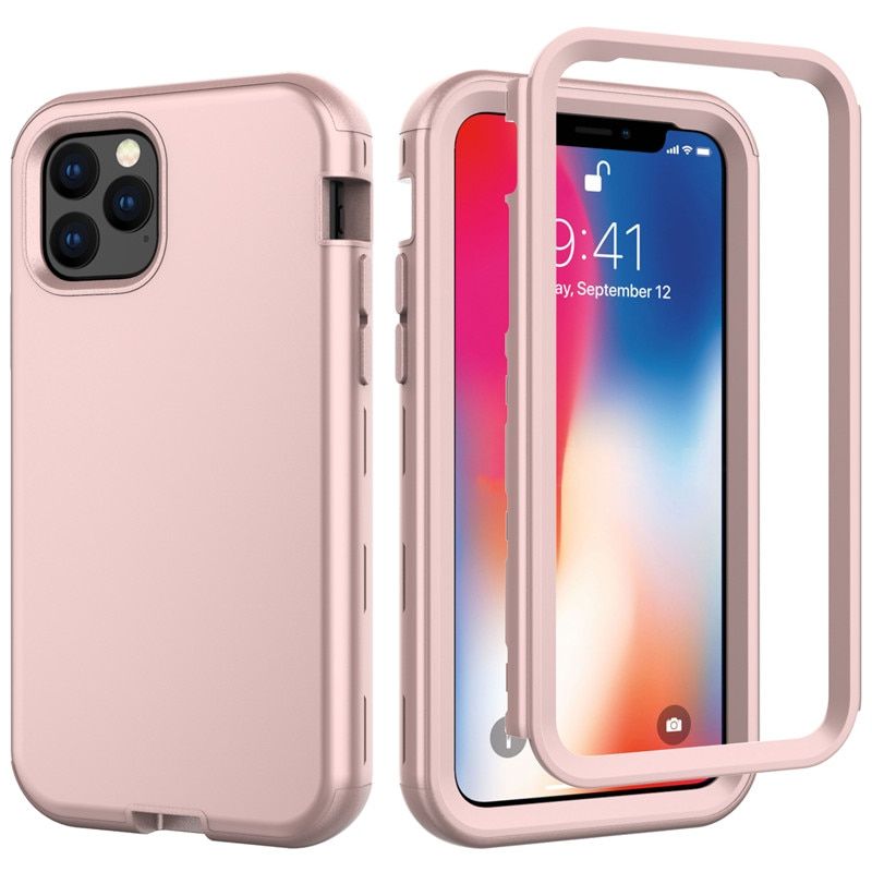 3 in 1 Hybrid Armor Shockproof Phone Case For iPhone 12 Mini 13 12 11 Pro Max PC Silicone 360 Heavy Duty Protection Back Cover