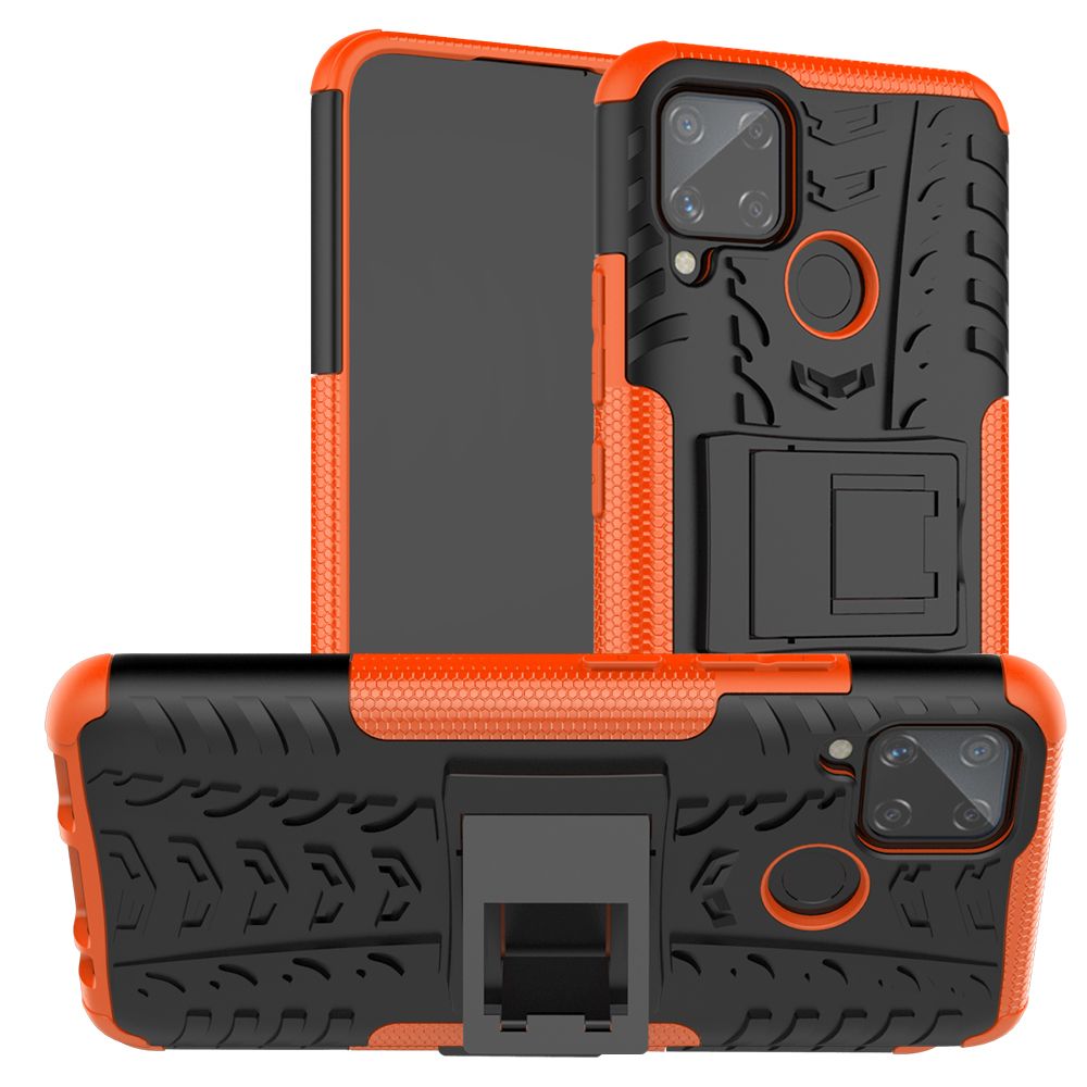 For OPPO Realme C15 Heavy Duty Armor Tough Hybrid Shockproof Dual Layer Kickstand Protective Case Cover