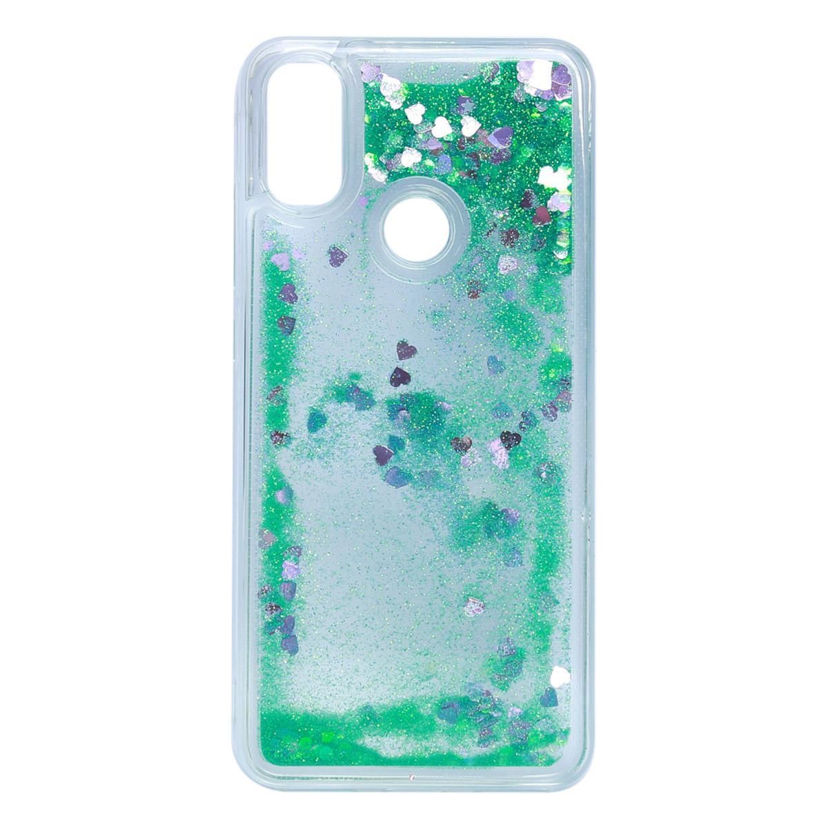 Redmi Note 5 Pro Original 3D Glitter Back Cover  -Green&Transparent