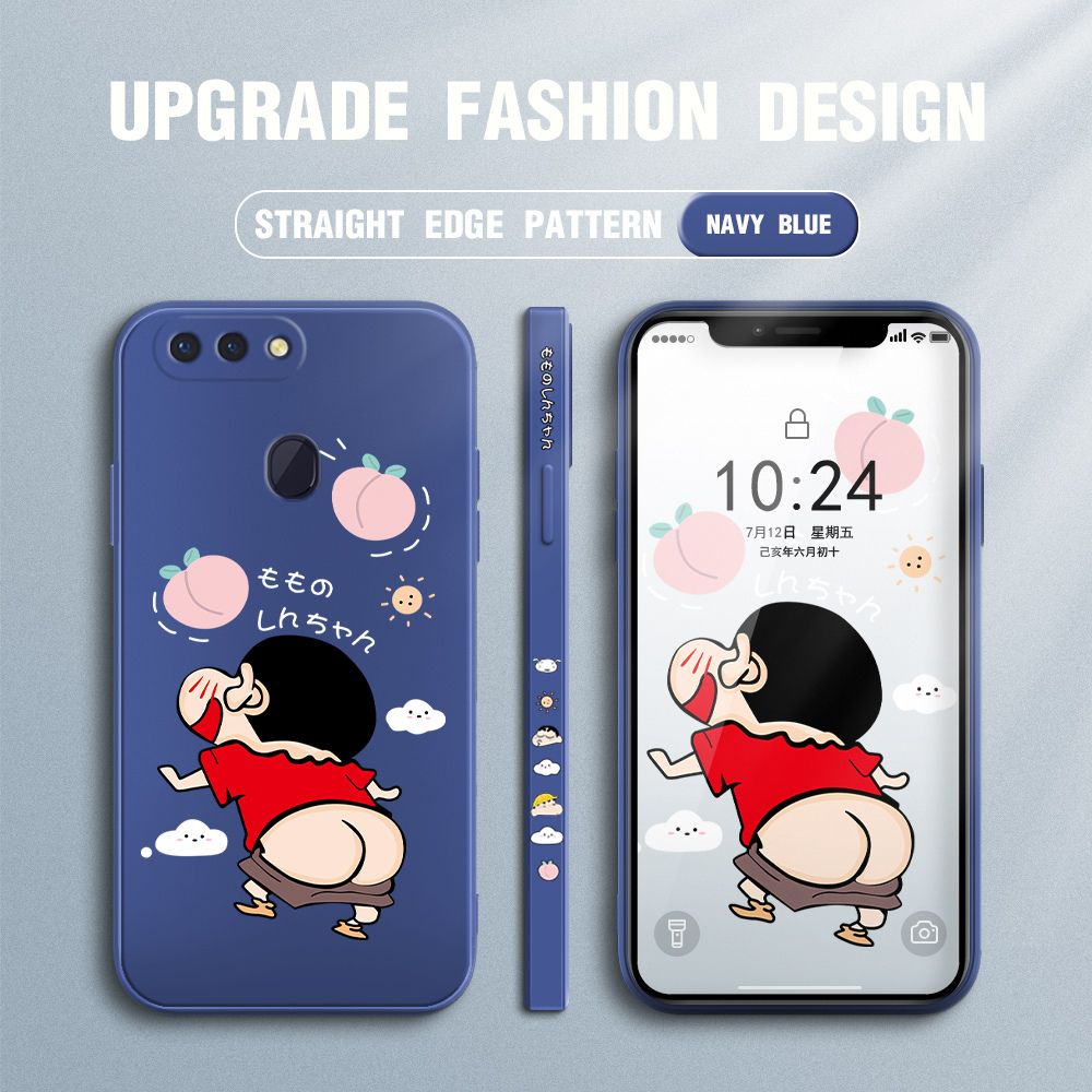 Jizetin for OPPO R15 Pro Case New Cartoon Crayon Shin-chan Design Side Design Phone Case Square Edge Pattern Liquid Silicone Cases Full Cover Camera Shockproof Protective Case