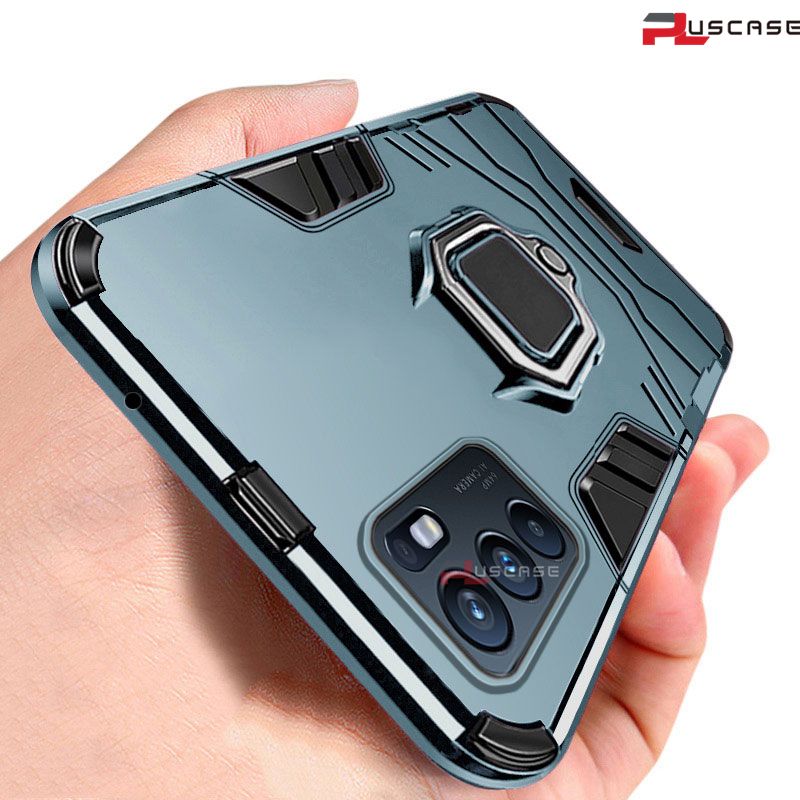 PlusCase for OPPO Reno6 4G Ring Stand Holder Case Hard Back Shockproof Cover