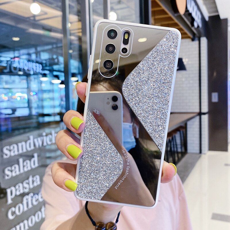 Luxury Mirror Glitter Phone Case For HUAWEI P30 P40 Pro Mate 30 Pro P40 Lite 5G honor 8X 30 Pro Y9S Shockproof Cases Cover