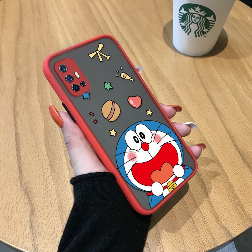 UCUC for Vivo V17 Back Cover Laugh Doraemon Frosted Transparent Hard Phone Case Thin Shockproof Full Cover Camera Protect Case
