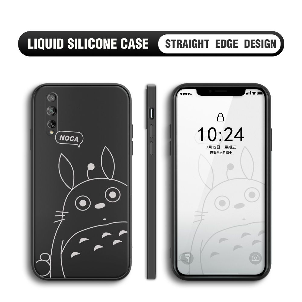 BILI for Huawei Y8P Back Cover Lovely Totoro Multicolor Liquid Silicone Phone Case Soft Square Lens Protection Phone Cases