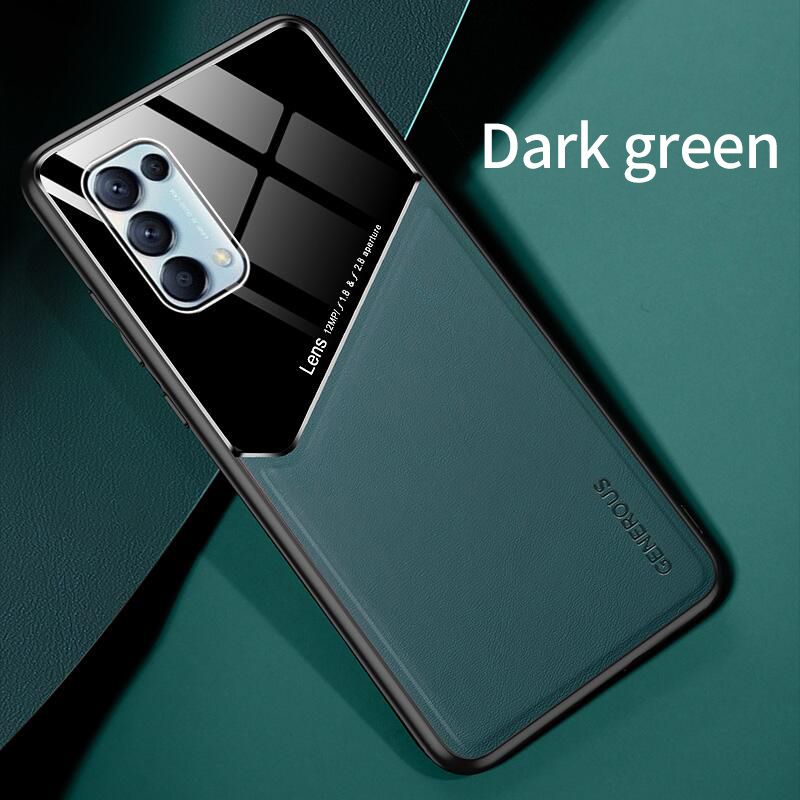 For OPPO Reno5 Pro Case Mix Color Fashion Slim Back Cover Camera Protection Hardcase Leather Business Casing Compatible with Magnetic Car Holder