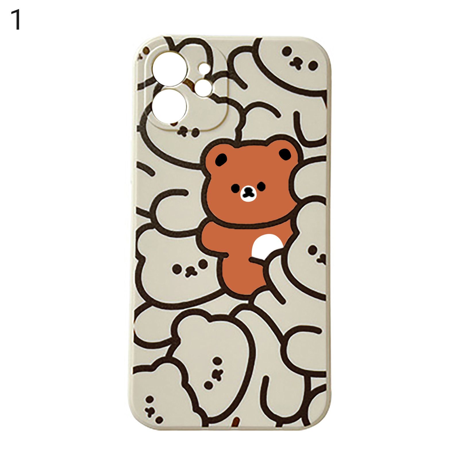 Phone Bk Cover Non-fading Cartoon Line Bear Duck Side Pattern Silicone Phone Protective Cover