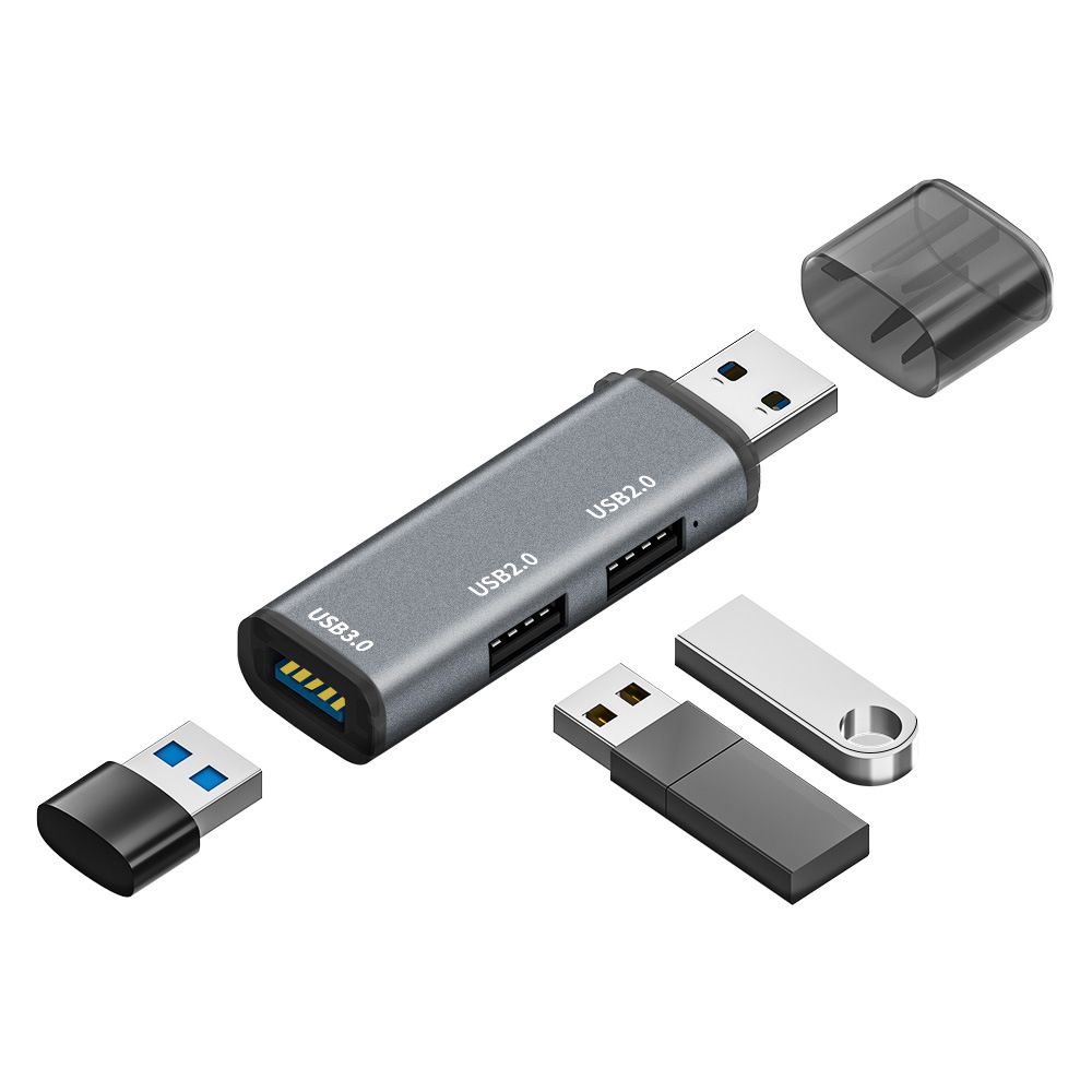 Aluminum Alloy Usb Hub Splitter 3 Port Usb 2.0 Usb 3.0 High-speed Universal Multiport Hub Computer Notebook Usb Port Extender