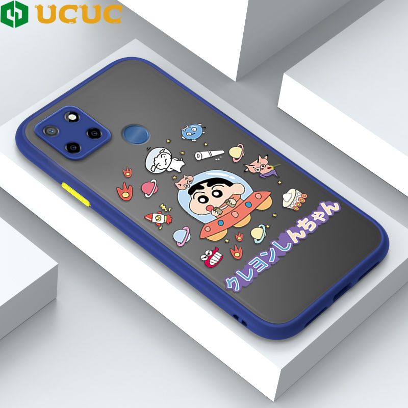 UCUC for Realme Narzo 30A / Realme Narzo 20 / Realme C12 / Realme C25 / Realme C25S Back Cover Spaceship Shinchan Frosted Transparent Hard Phone Case Thin Shockproof Full Cover Camera Protect Case