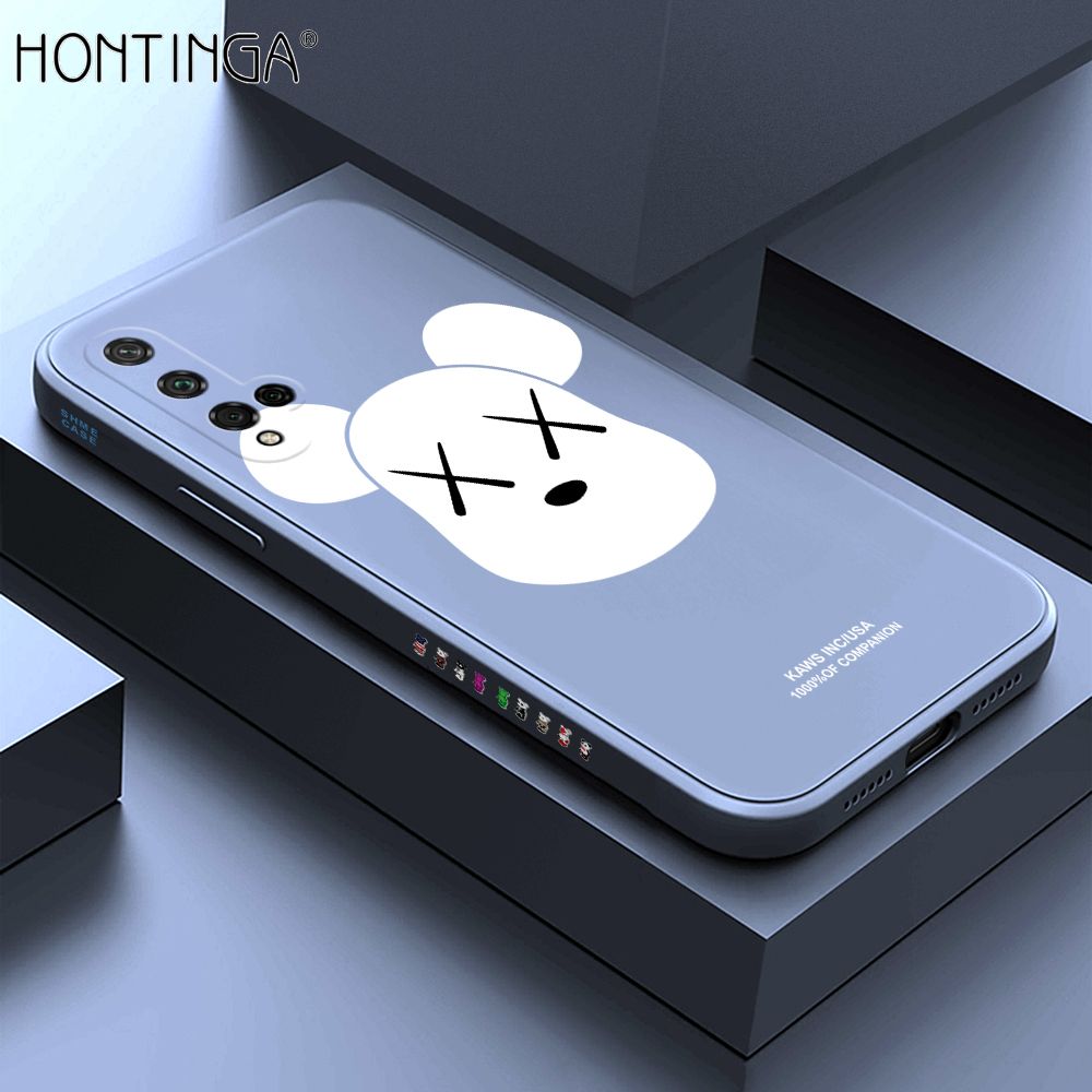 Hontinga for Huawei Nova 5T Case Side Design Violent Bear Head Back Cover Soft Square Edge Pattern Liquid Silicone Trend Phone Cases