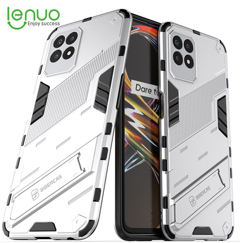 Lenuo Punk-Casing For OPPO Realme 8i Back Cover Eight-Color Anti-Fall And Anti-Slip Phone Bracket Lens Protection Cover Lovers Case
