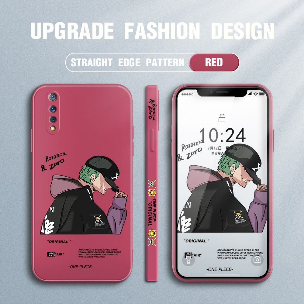 Jizetin for Vivo S1 Case Anime One Piece Roronoa Zoro Side Design Phone Case Ultra Soft Edge Pattern Liquid Silicone Phone Cases