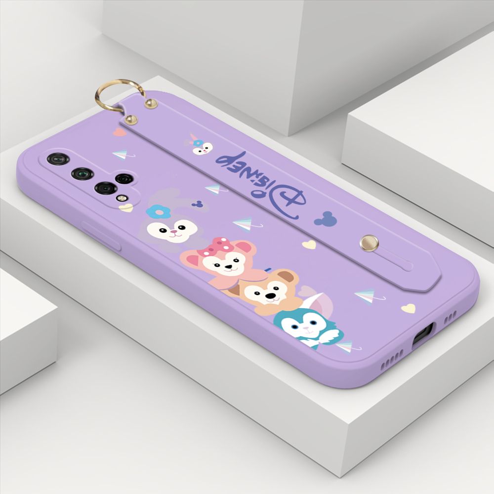 ZeroQiQi for Huawei Nova 5T Wrist Strap Case INS Cute Style Creative Cartoon Rabbit and Fox Cover Thin Square Edge Liquid Silicone Phone Case