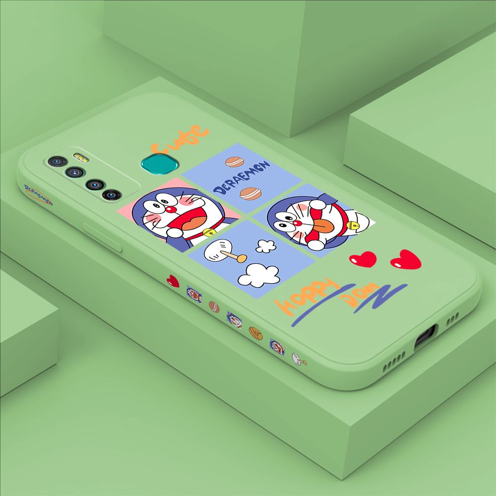 Hontinga for Infinix Hot 9 Case Side Design Cartoon Cute Cat Back Cover Soft Square Edge Pattern Liquid Silicone Trend Phone Cases