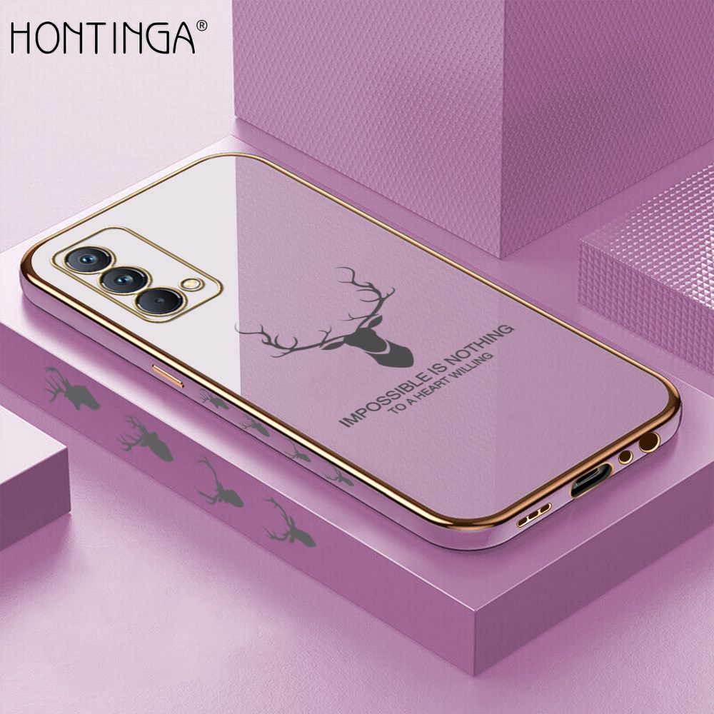 Hontinga for Realme GT Master Back Cover + Free Lanyard Luxury 6D Plating Cartoon Lucky Side Pattern Case Soft Silicone Square Phone Cases