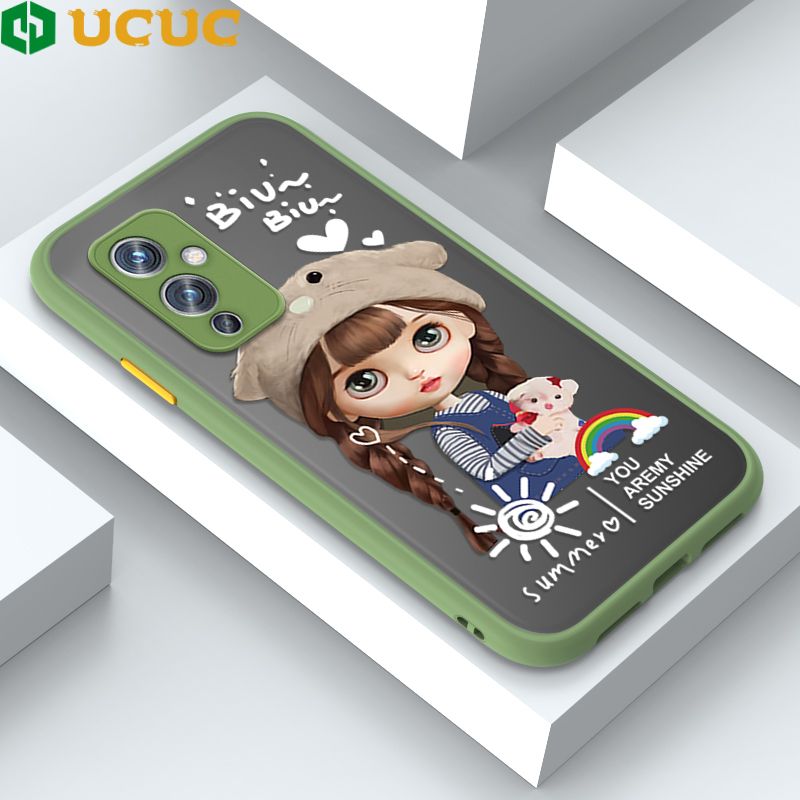 UCUC for OnePlus 9 Back Cover Rainbow Lovely Girls Frosted Transparent Hard Phone Case Thin Shockproof Full Cover Camera Protect Case