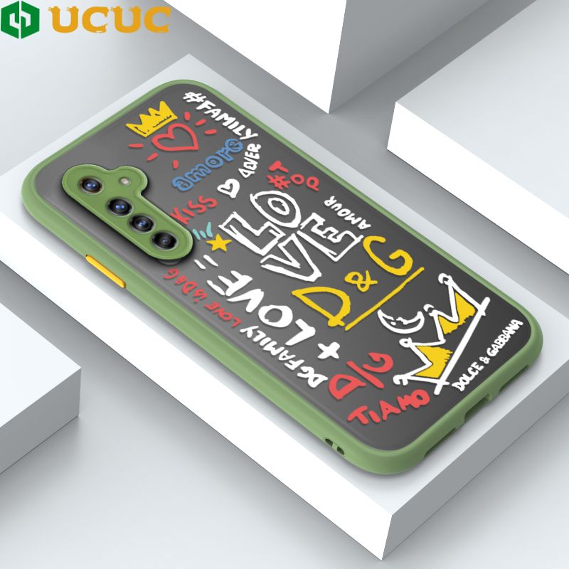 UCUC for Realme 6 Pro Back Cover LOVE Graffiti Frosted Transparent Hard Phone Case Thin Shockproof Full Cover Camera Protect Case