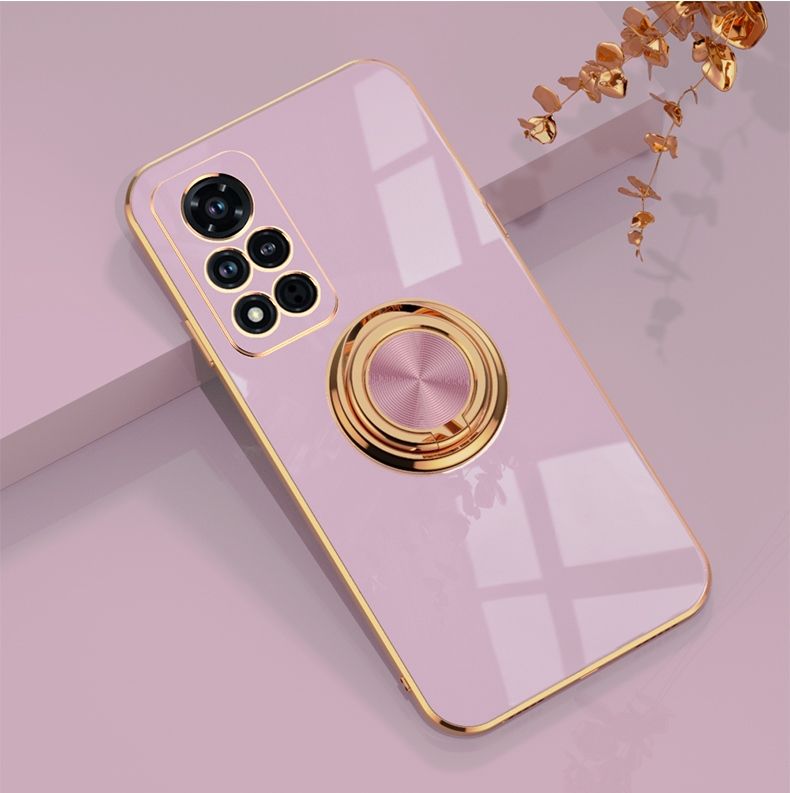 For Honor V40 5G Luxury Electroplating Soft TPU One-piece Shell with Ring is Compatible case