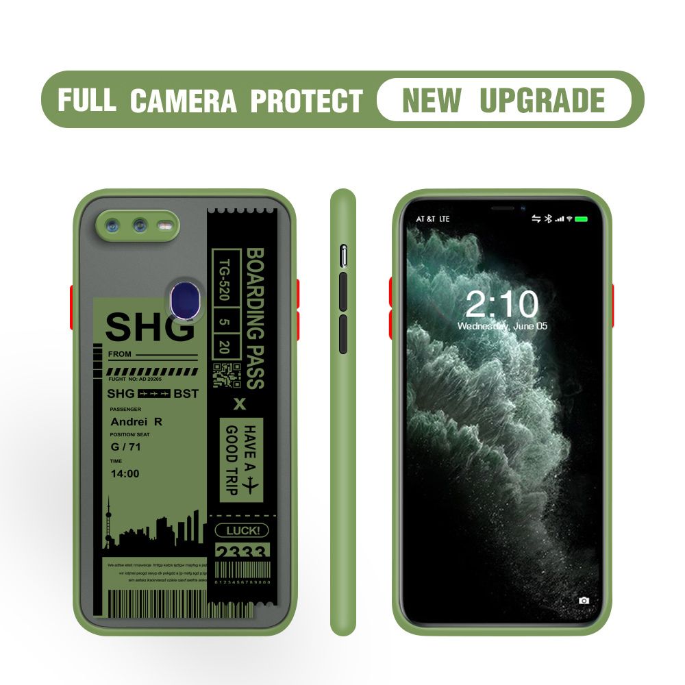 Hontinga for OPPO F9 / F9 Pro / Realme 2 Pro / U1 Case Cute Air Ticket City Scenery Camera Shockproof Protection Cases Edge Frosted Transparent Phone Cover