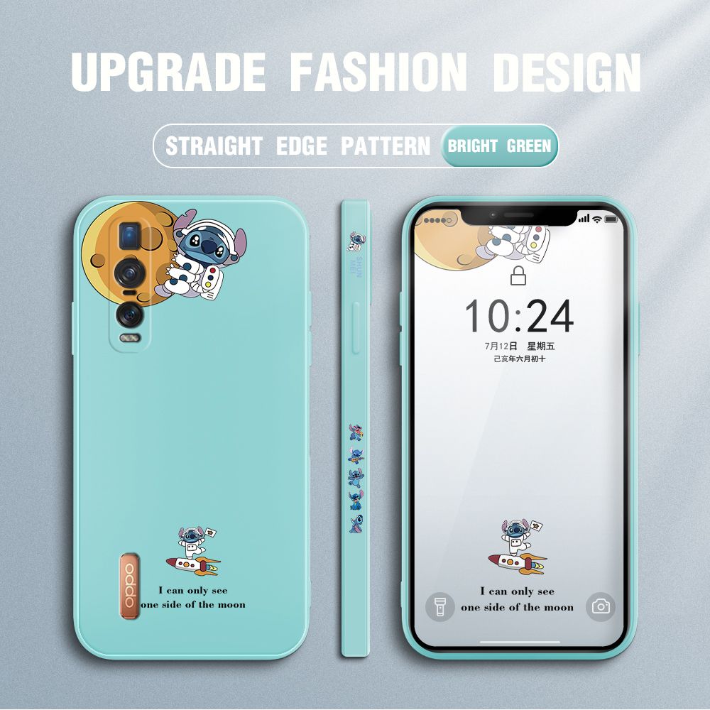 Jizetin for OPPO Find X2 Pro Case Side Design Phone Cover  Astronaut Stitch Cover Square Edge Pattern Liquid Silicone Trend Case