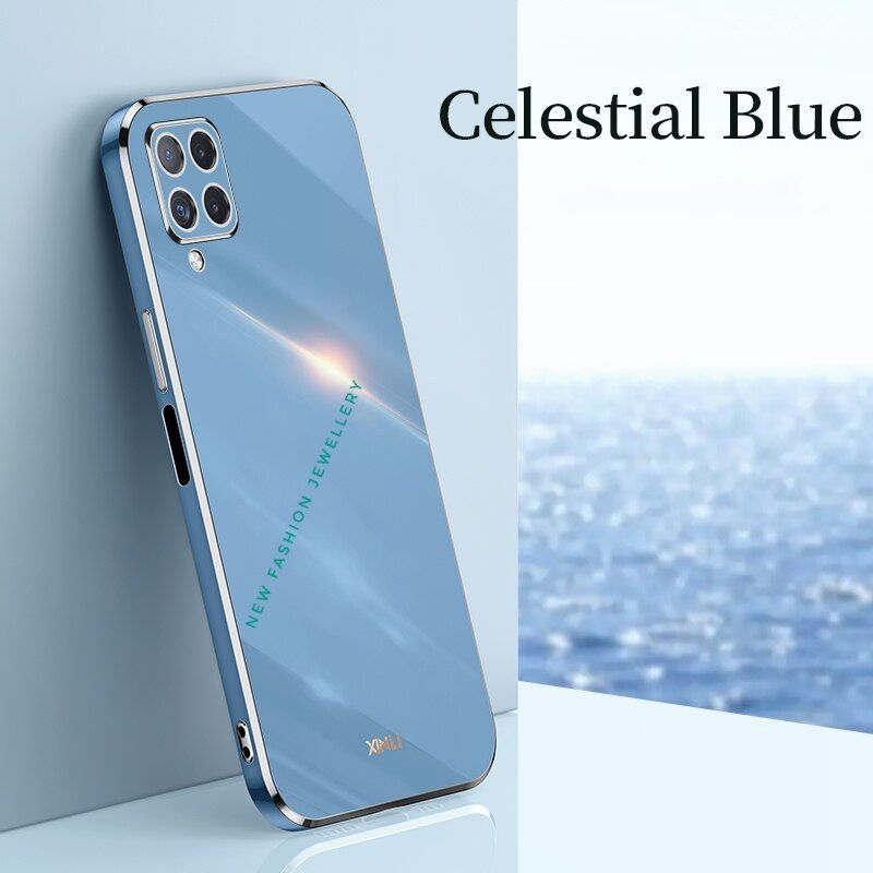 for Samsung Galaxy M12 / A12 Ultra-thin plating Square Silicone Case with lanyard Luxury LATEST FASHION CASE