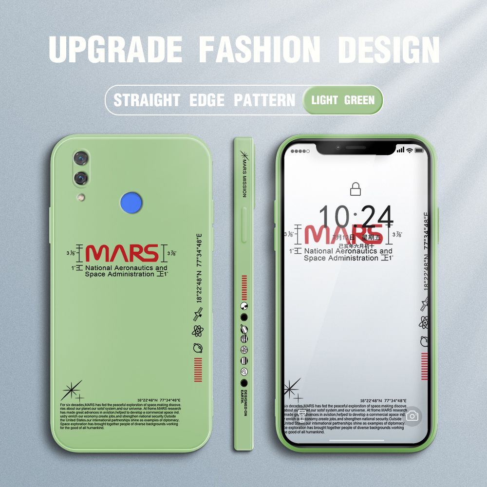 Jizetin for Huawei Nova 3i Case New NASA Design Side Design Phone Case Square Edge Pattern Liquid Silicone Cases Full Cover Camera Soft Protection Case
