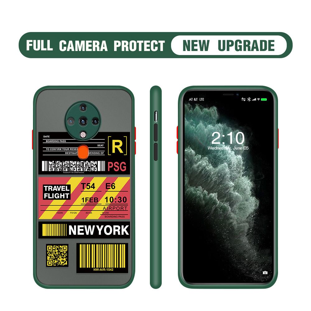 Hontinga for Tecno Spark 6 Case Creative Flight Ticket Cover Camera Shockproof Protection Case Edge Frosted Transparent Phone Cover