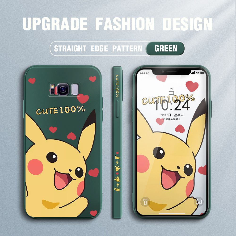 FHKL for Samsung Galaxy S8 Plus Back Cover Cartoon Pikachu Side design Soft Case Multicolor Liquid Silicone Phone Cases