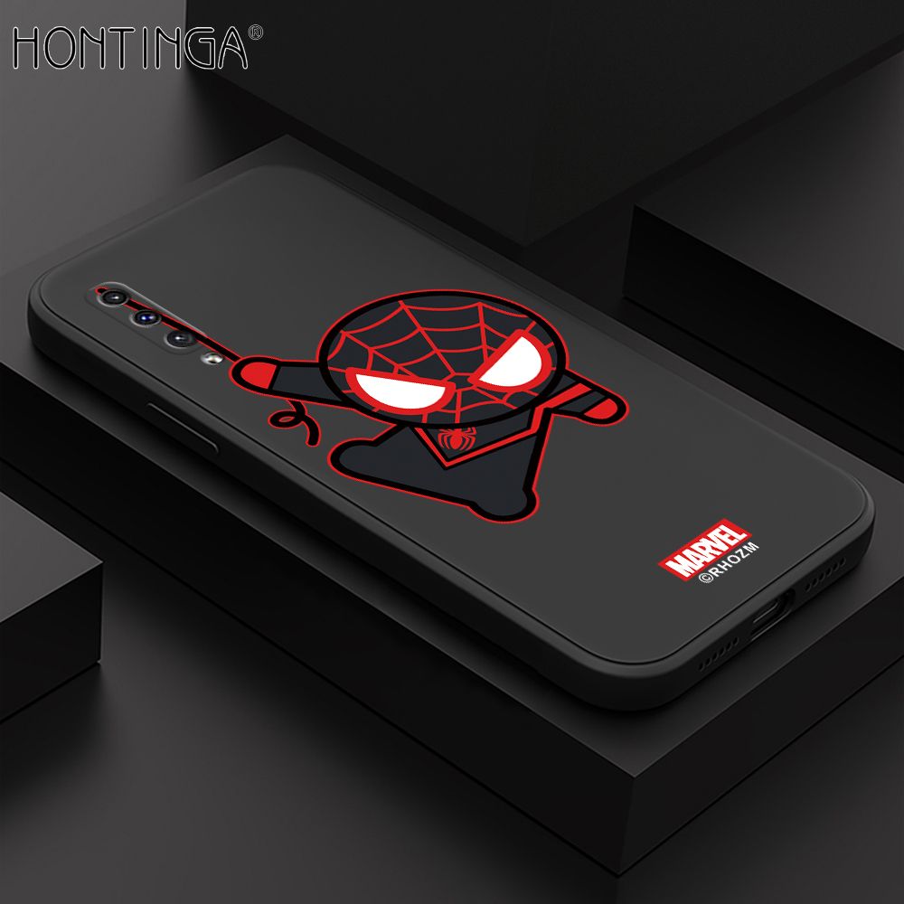Hontinga for Samsung Galaxy A50 A30S A50S Back Cover Cartoon Spiderman Design Soft Phone Case Square Edge Liquid Silicone Cases