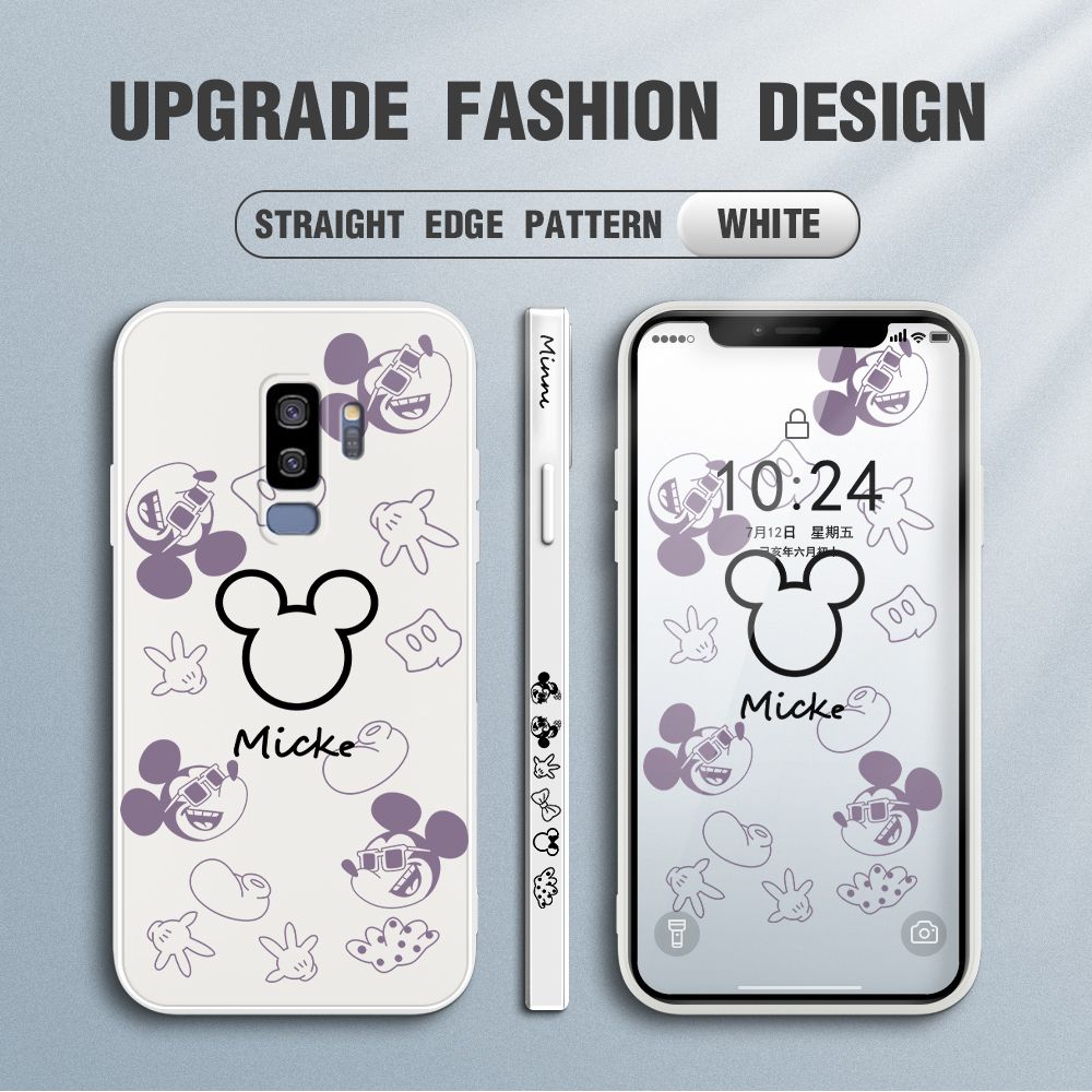 Jizetin for Samsung Galaxy S9 Plus Case Creative Printing Pattern Side Design Phone Case Square Edge Pattern Liquid Silicone Cases Full Cover Camera Shockproof Protective Case
