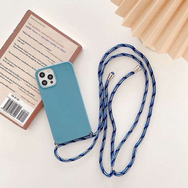 Strap Cord Chain Necklace Lanyard Phone Case For Huawei Y7A P Smart 2021 P50 Pro P40 Lite 4G 5G P30 P20 Mate 40 Matte Soft Cover