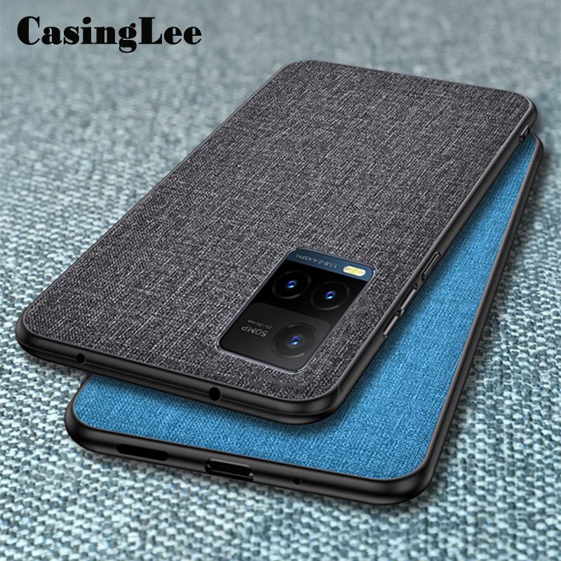 Casinglee For VIVO Y21S Mini Linen Phone Case Hard Cloth Back Cover With Soft Frame Anti-knock Cases For VIVO Y21S