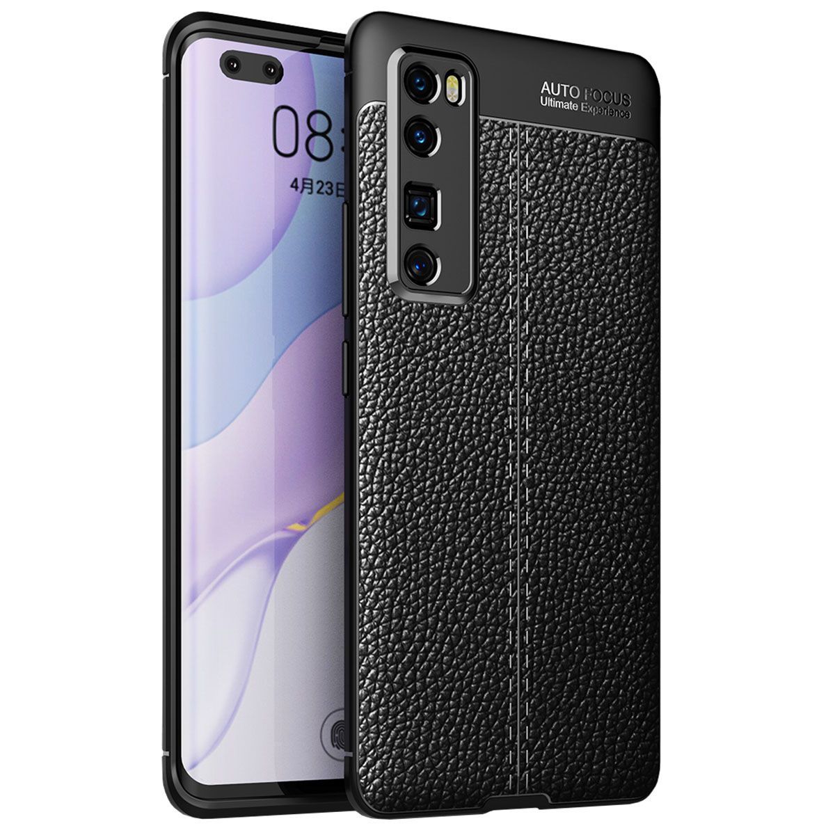 Shockproof Case For Huawei Nova 7 Pro Leather Texture Soft Silicone Phone Back Cover