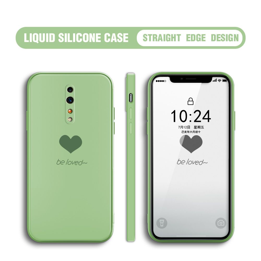 Jizetin for OPPO Reno Z Back Cover Little Love Multicolor Liquid Silicone Phone Case Soft Square Lens Protection Phone Cases