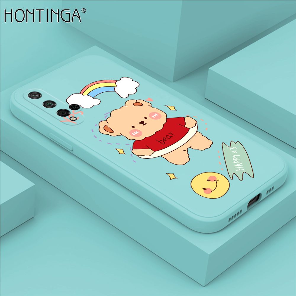 Hontinga for Honor 20 Case Lovely Cartoon Bear Phone Case Phone Case Soft Square Edge Silicone Cases Full Lens Cover Shockproof Protection Cover