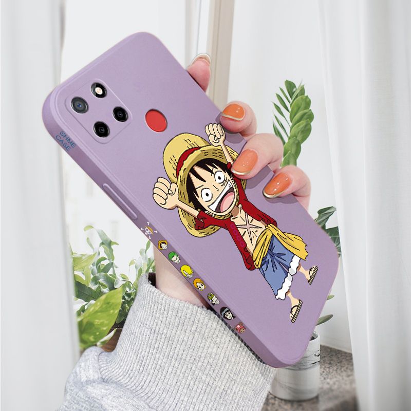 AMORVOR for Realme C25/C25S/C12/Narzo 20/Narzo 30A Back Cover Anime One-Piece Luffy Side design Soft Case Liquid Silicone Phone Cases