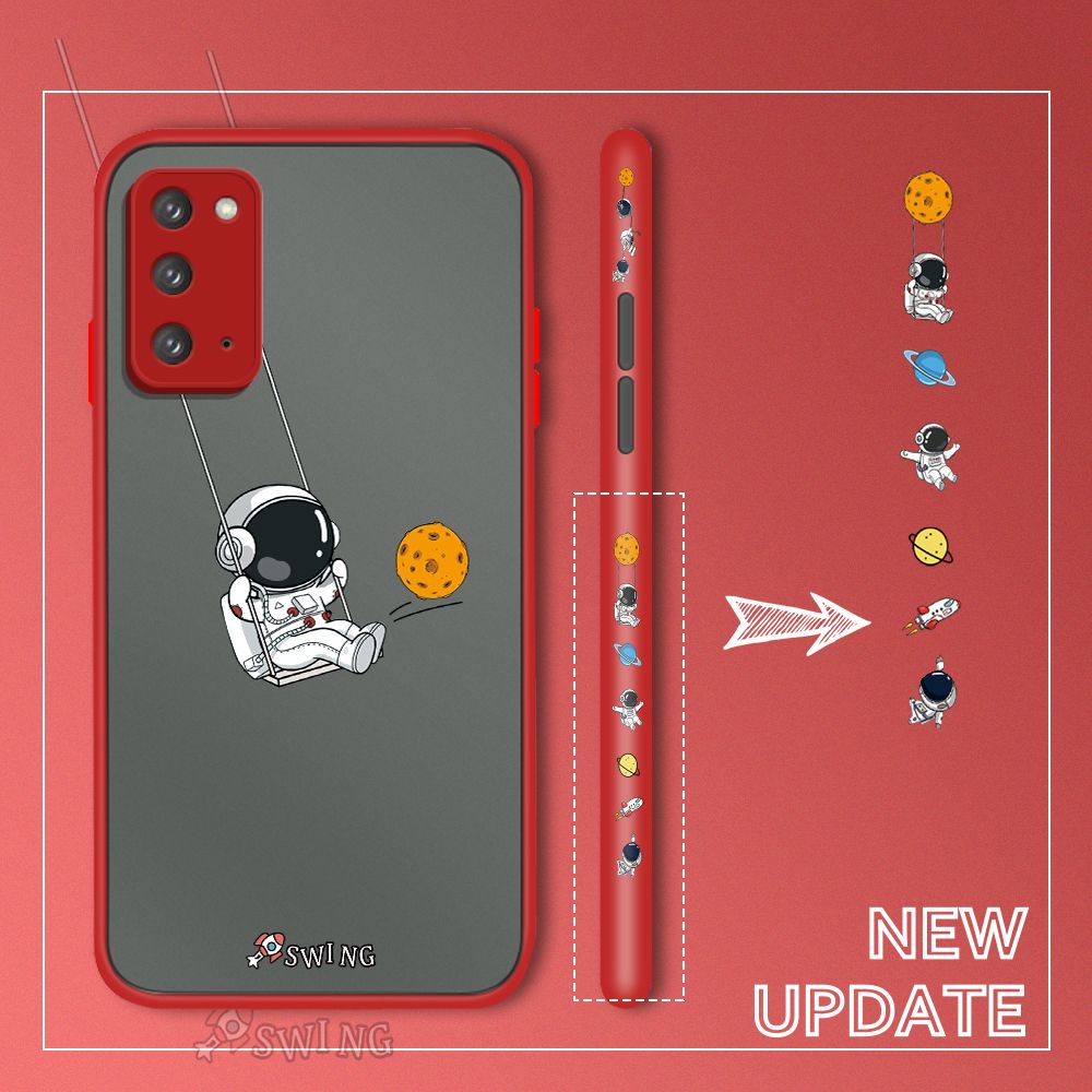 UCUC for Samsung Galaxy Note 20 Back Cover Swing Astronaut Side Printed Design Phone Case Ultra Thin Frosted Cover Shockproof Phone Cover
