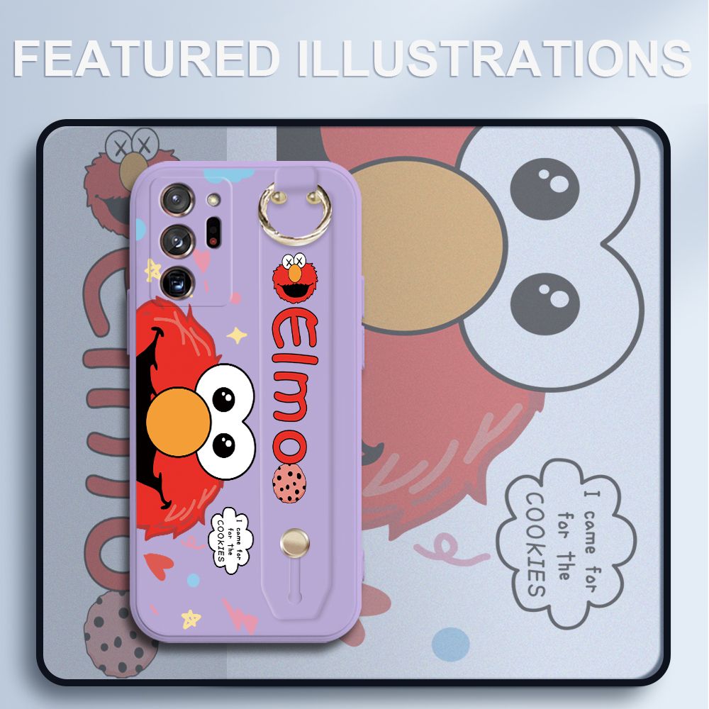 UCUC for Samsung Galaxy Note 20 Ultra Wrist Strap Case Creative Cartoon Red Haired Monster Cover Ultra Thin Anti Fall Liquid Silicone Phone Case